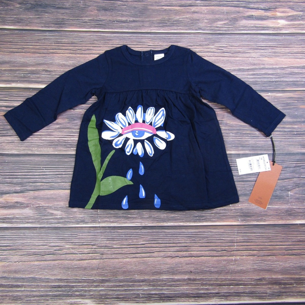 Nordstrom NEW Girls Baby Toddler 18M Navy Blue Flowers Top Blouse